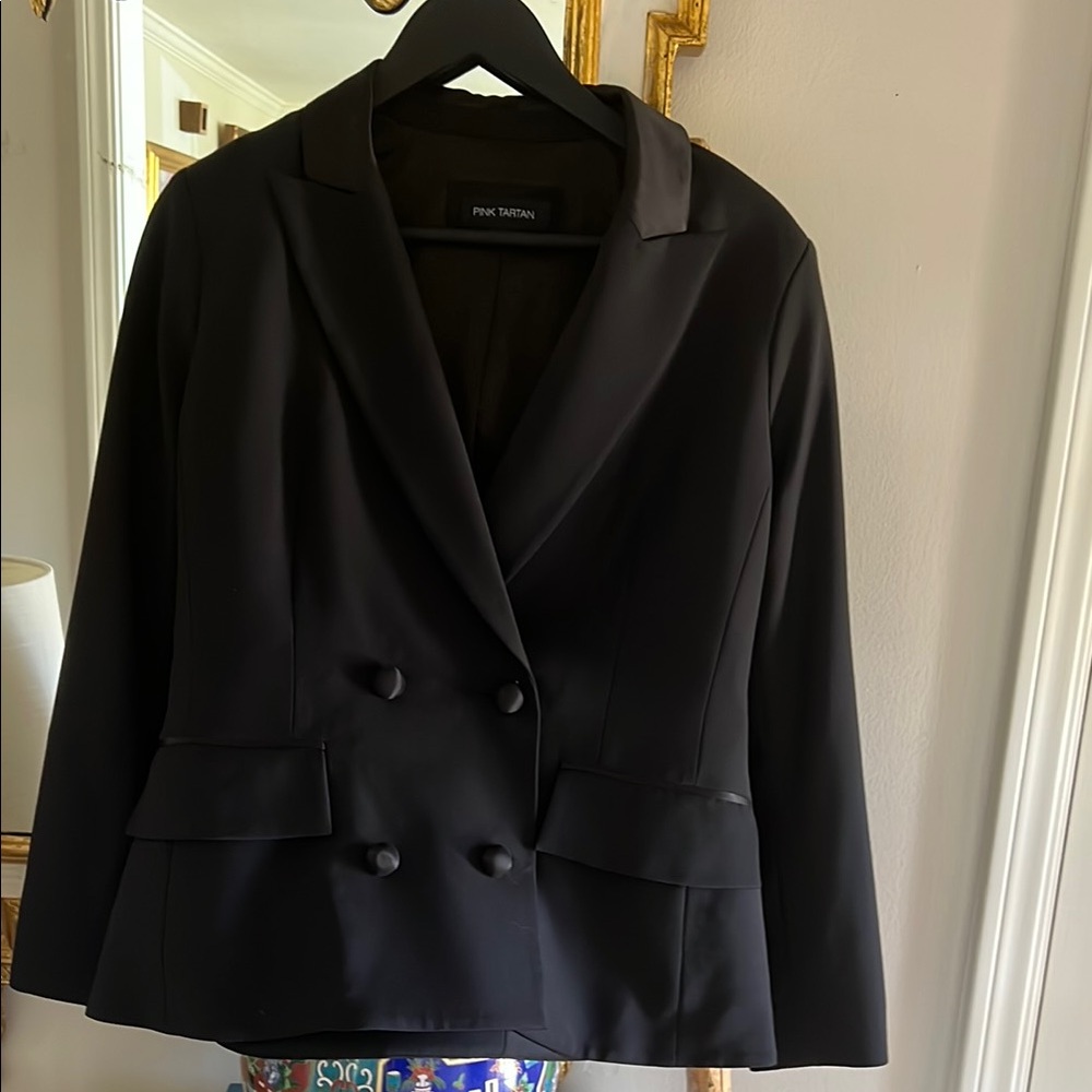 Pink Tartan Black Women's Blazer